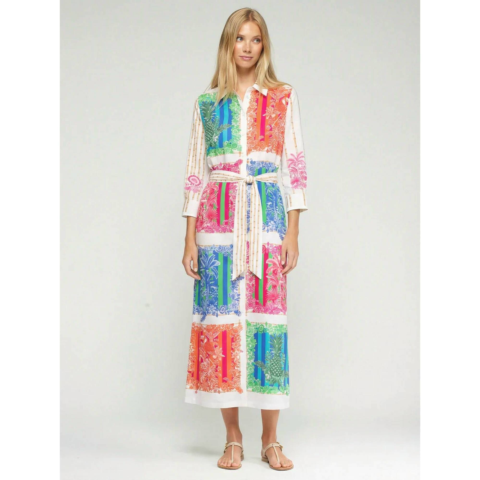 New Vilagallo Shirt Midi Dress In Tropical Bamboo